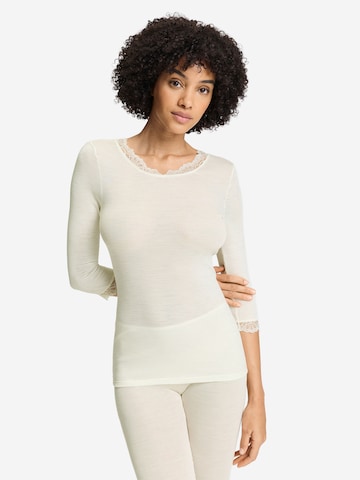 Hanro Shirt ' Woolen Lace ' in Wit: voorkant