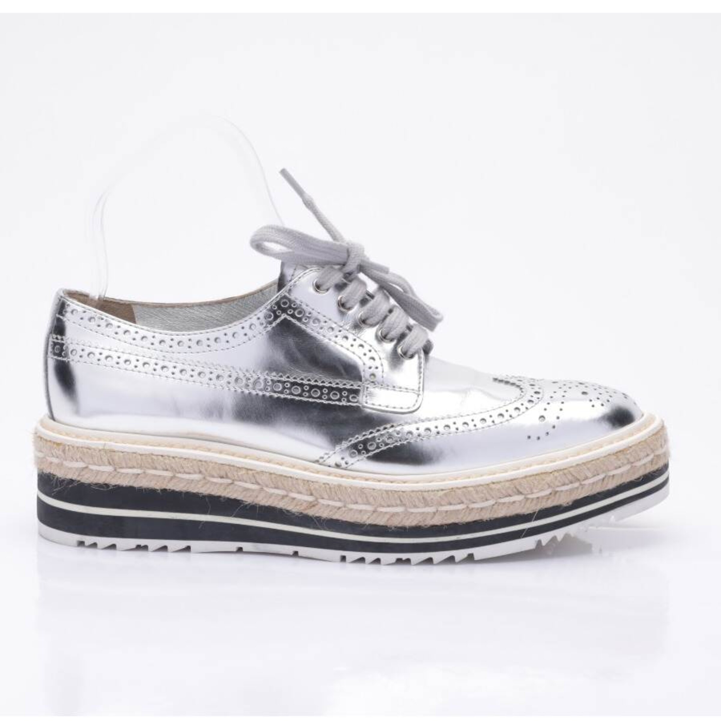 PRADA Flats & Loafers in 37,5 in Silver: front