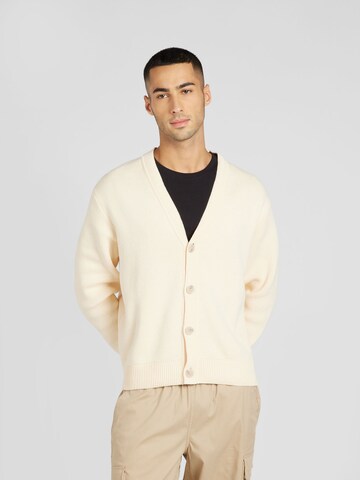 JACK & JONES Knit cardigan 'RINO' in Beige: front