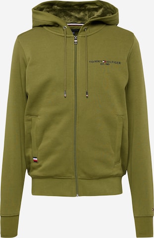 TOMMY HILFIGER - Sudadera con cremallera en verde: frente