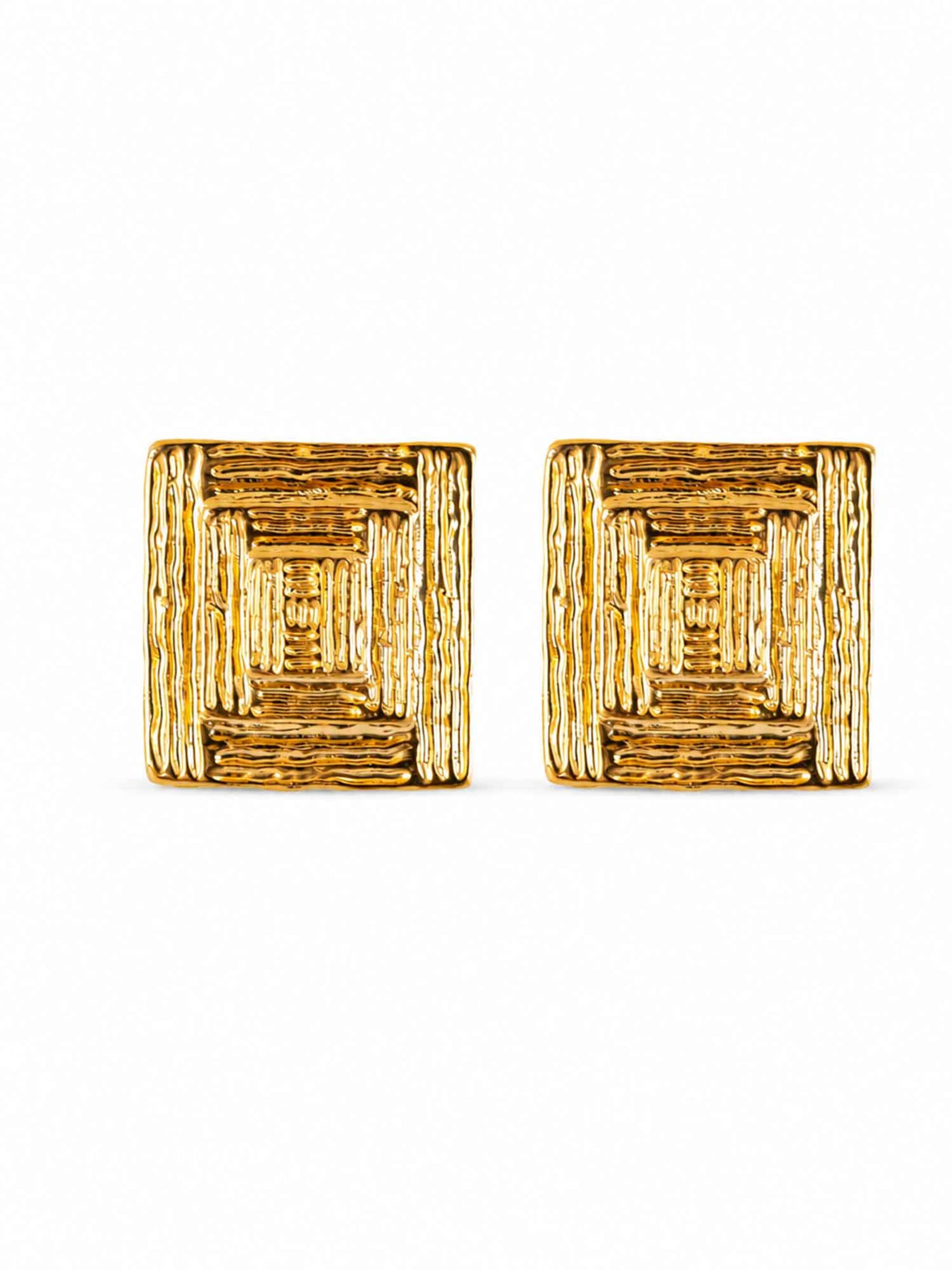 RteRmeNaušnice 'Square Sculpture Gold Earrings' - zlatna boja: prednji dio