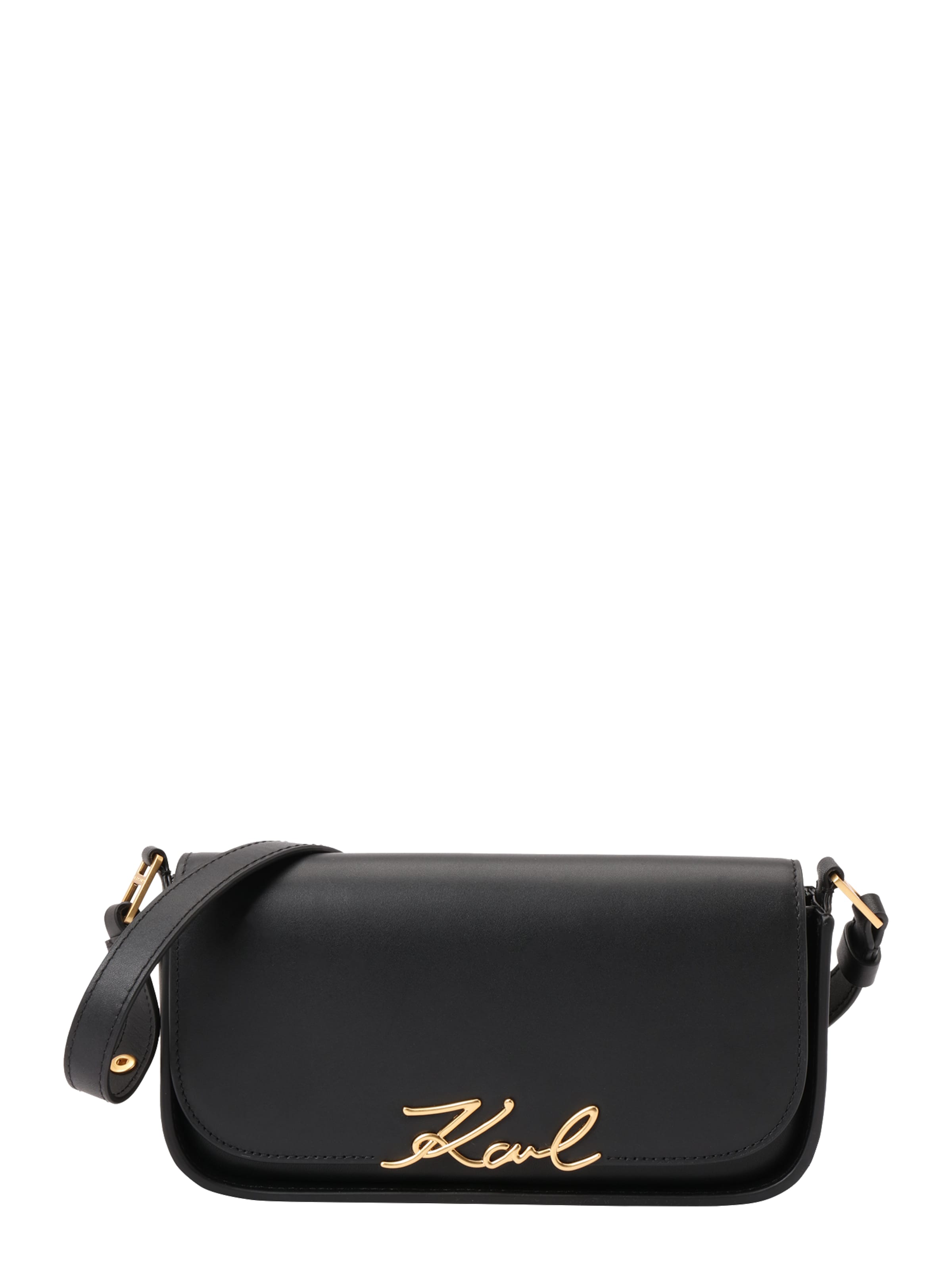 melns Karl Lagerfeld Pleca soma 'Signature': no priekšpuses