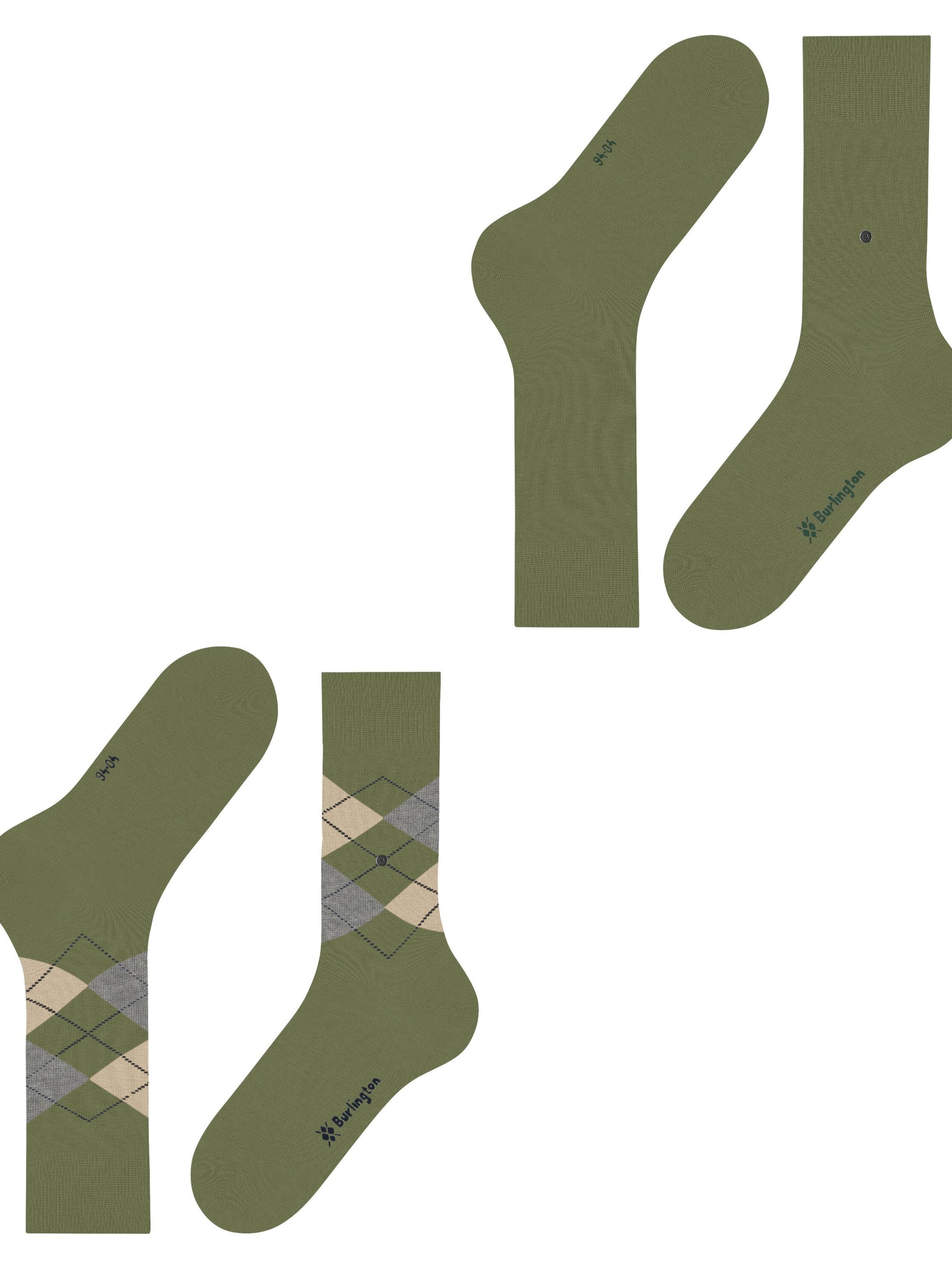 BURLINGTON Socks 'Everyday Argyle Mix 2-Pack' in Green