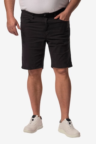 Men Plus Regular Pants in Black: front