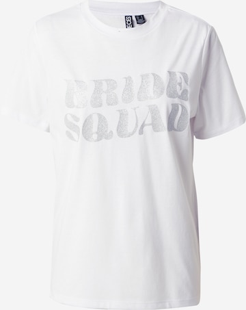 PIECES - Camisa 'SQUAD' em branco: frente