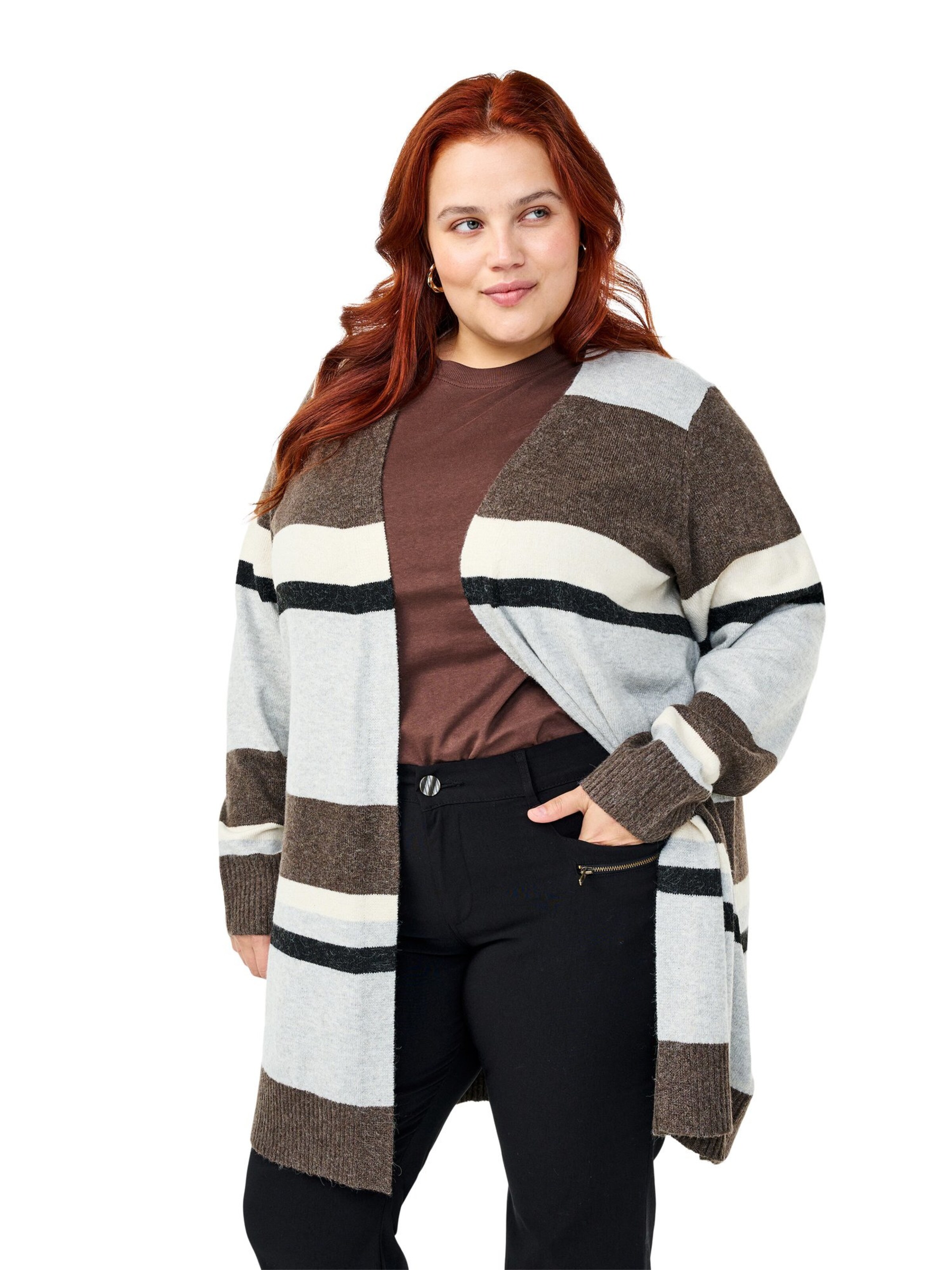 Zizzi Kardigán 'Casunny' - Sivá: predná strana