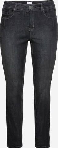 SHEEGO Slimfit Jeans i svart: forside