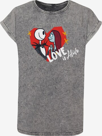 ABSOLUTE CULT Shirt 'The Nightmare Before Christmas - Love Is Alive' in Grijs: voorkant