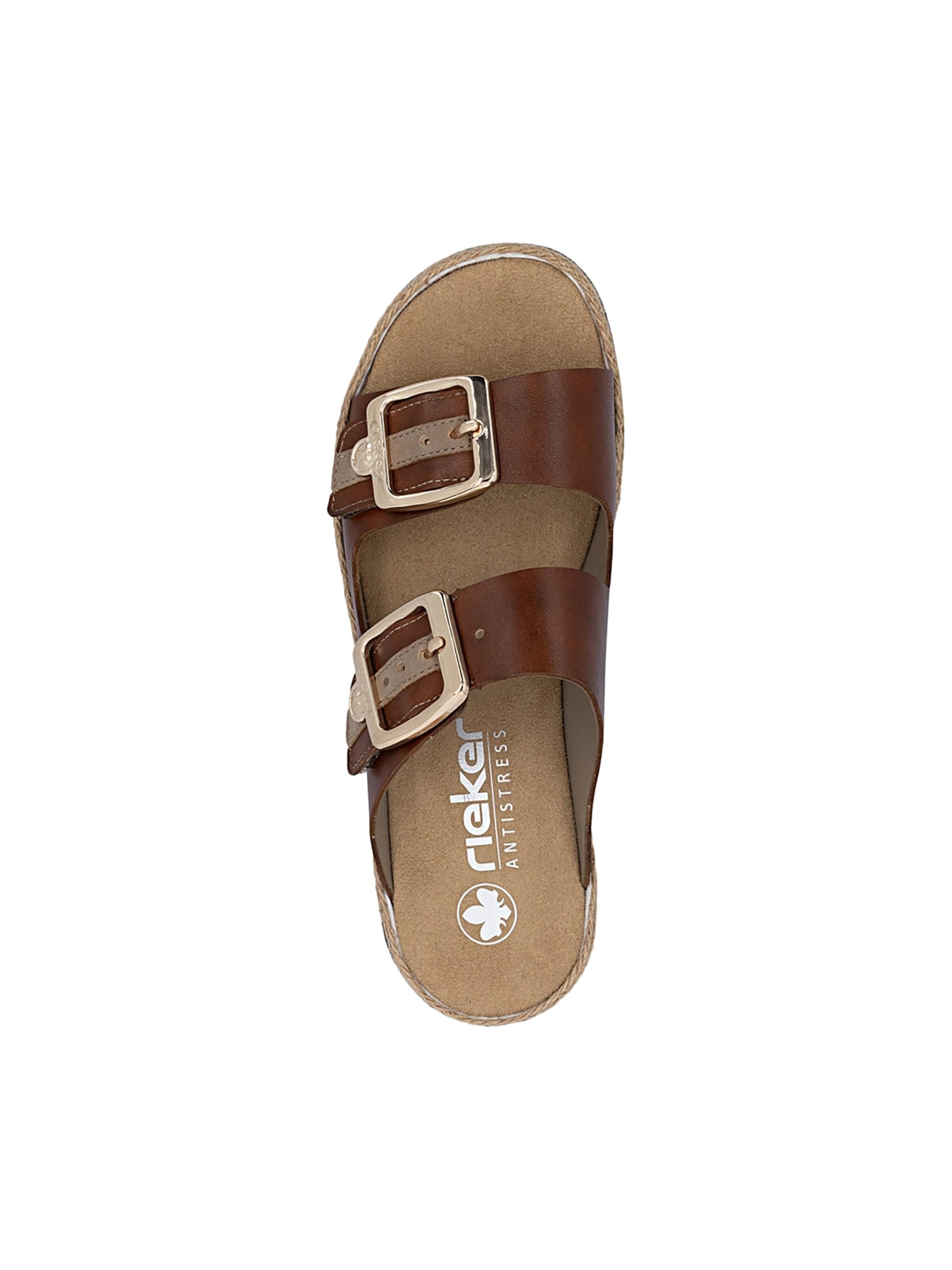 Zoccoletto 'Leder-Sandalen mit Keilabsatz „Montreux“' di Rieker in marrone