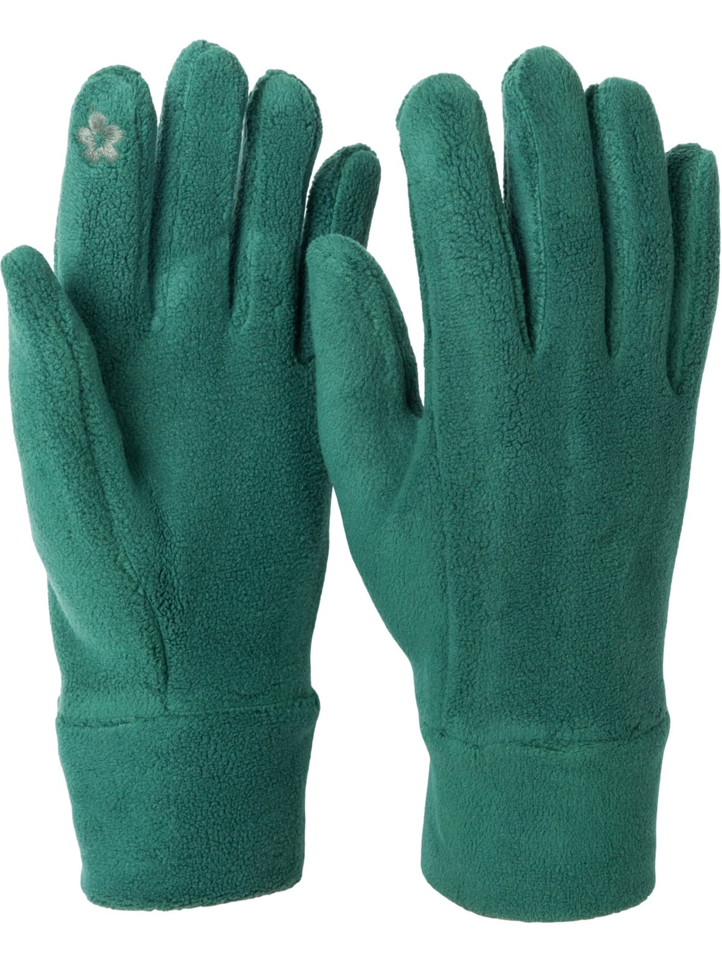 styleBREAKER Fingerhandschuhe 'Einfarbige Touchscreen Fleece Handschuhe'‌‌‌ in Grün: Vorderseite