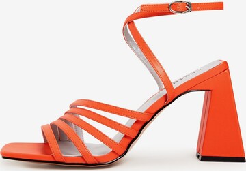 CESARE GASPARI Strap Sandals in Orange: front