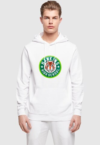 ABSOLUTE CULT Sweatshirt 'Stranger Things - Hawkins Tiger Circle' in Weiß: Vorderseite