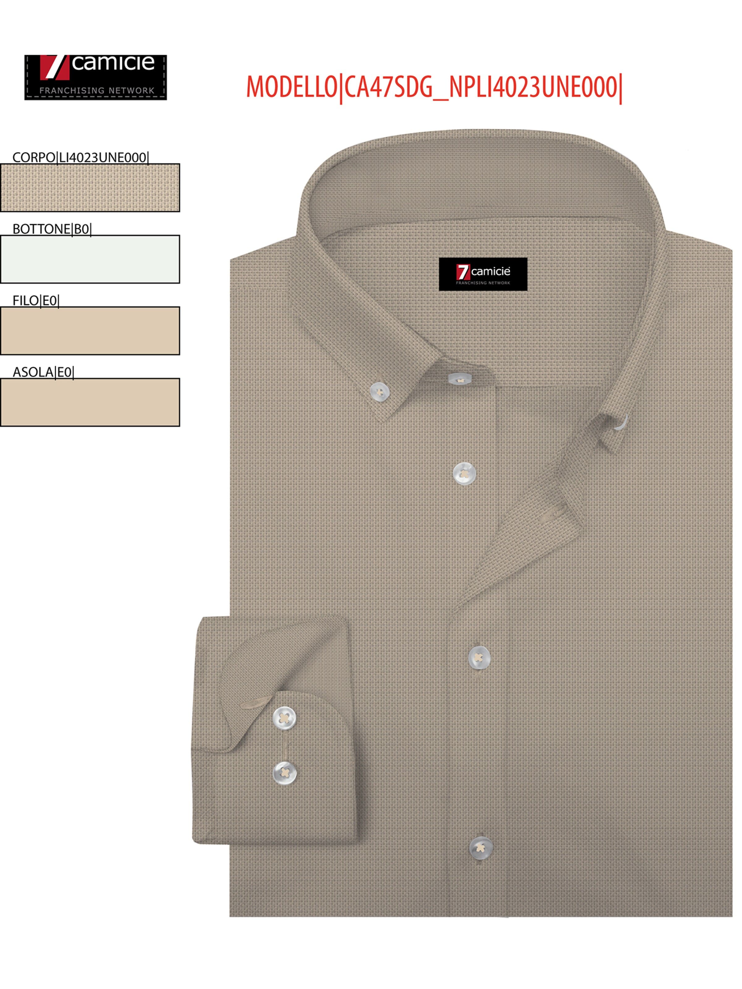 Slim fit Camicia business 'Leonardo Linen Man Shirt' di 7Camicie in beige
