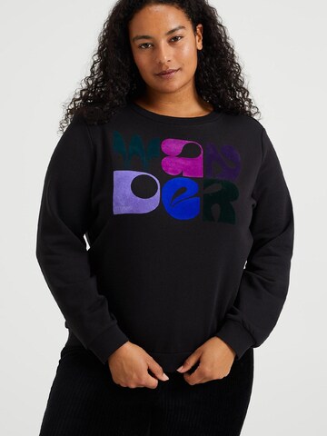 WE Fashion Sweatshirt in Zwart: voorkant