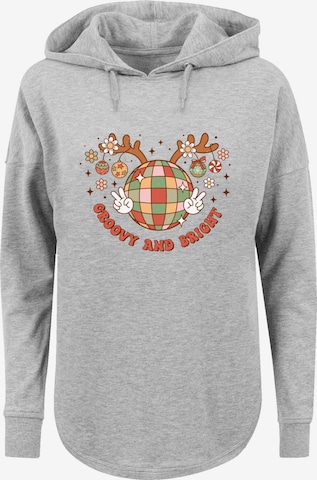 F4NT4STIC Sweatshirt 'Groovy And Bright Christmas Disco Deer' in Grijs: voorkant