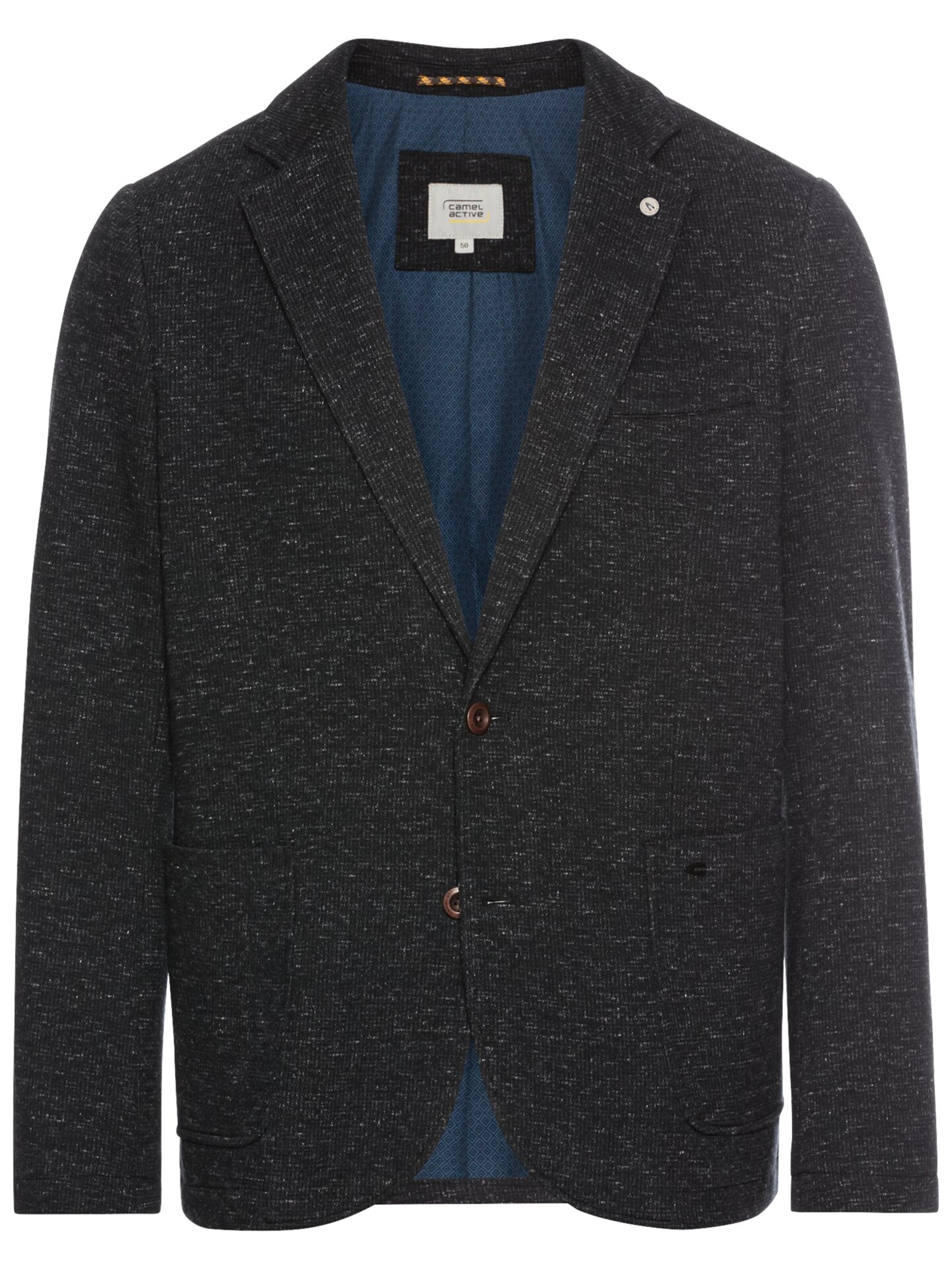 CAMEL ACTIVE Regular Fit 2-Knopf Sakko in melierter Optik in Schwarz: Vorderseite