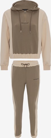 Tom Barron Trainingspak in Beige: voorkant