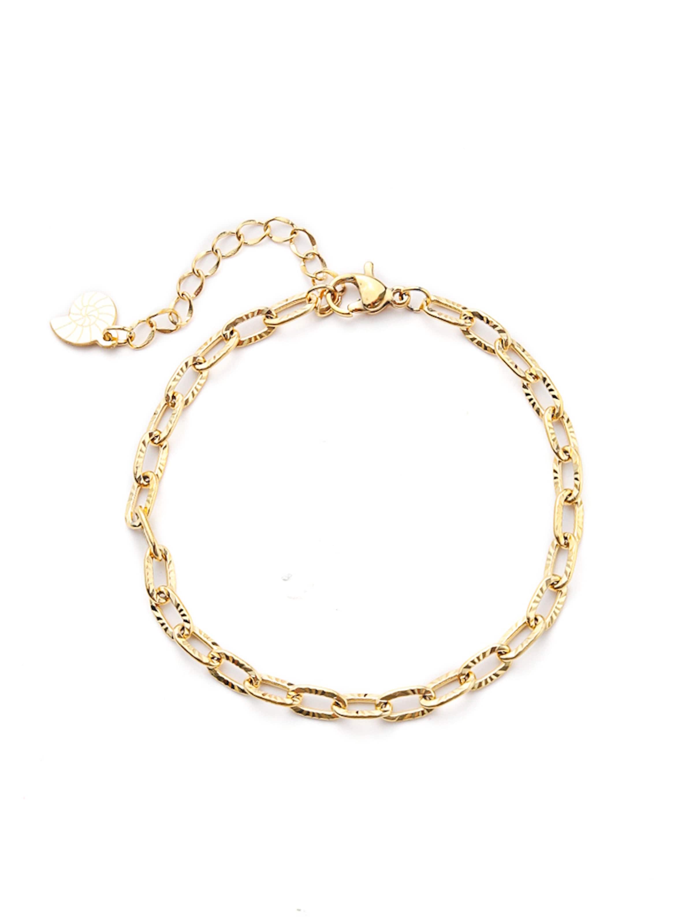 Hey Happiness - Pulsera 'Textured Link' en oro