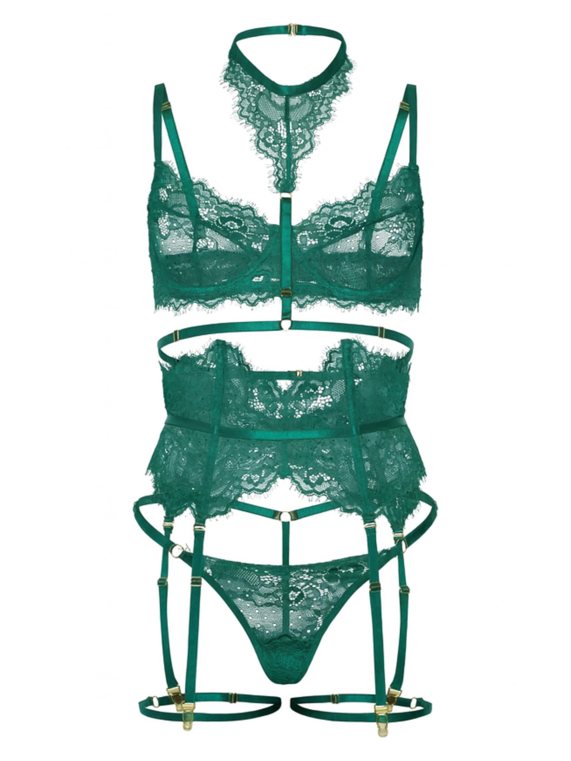 Orchibelle Underwear Sets in Green: front