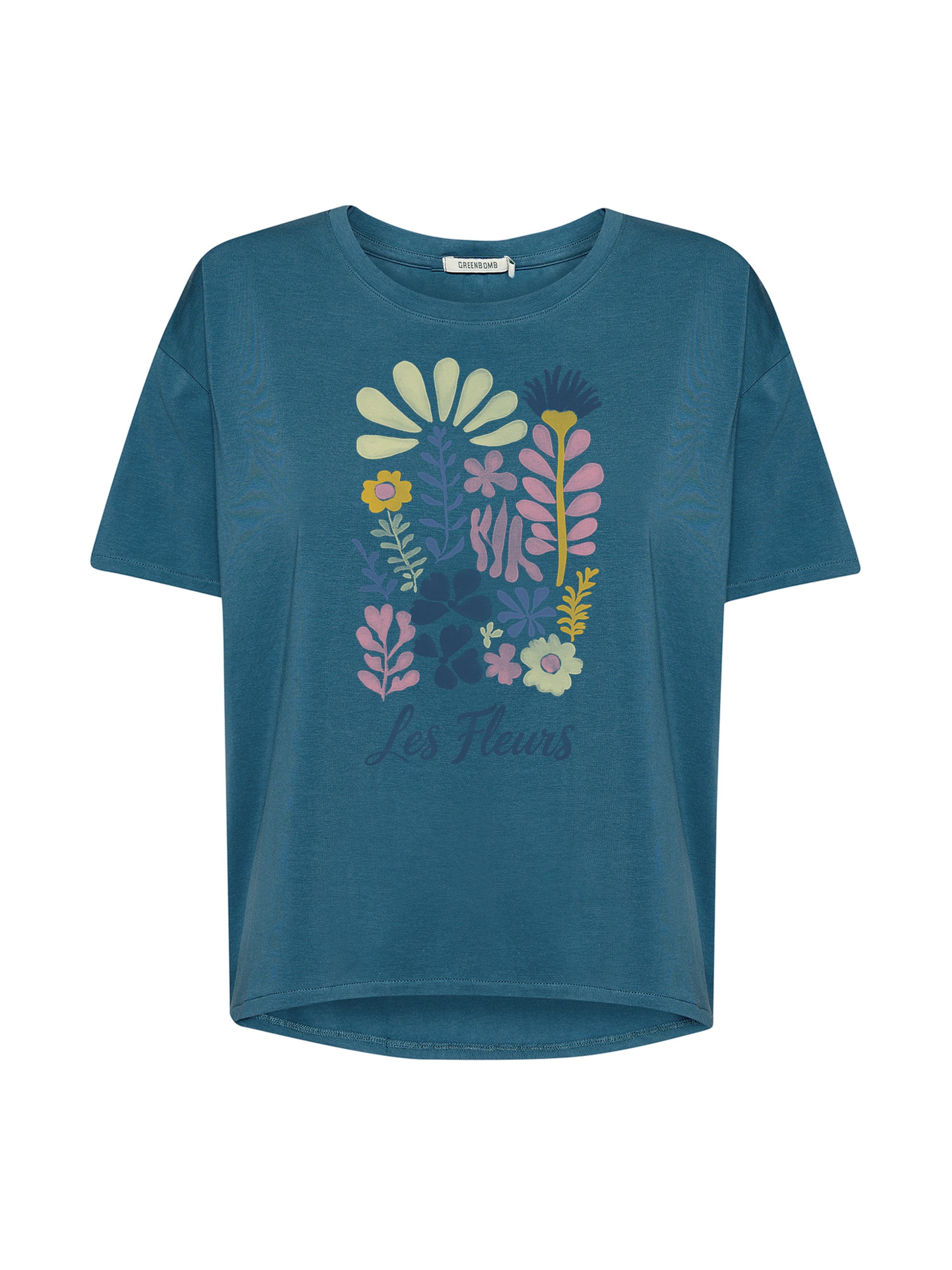GREENBOMB T-Shirt 'Les Fleurs' in Blau: Vorderseite