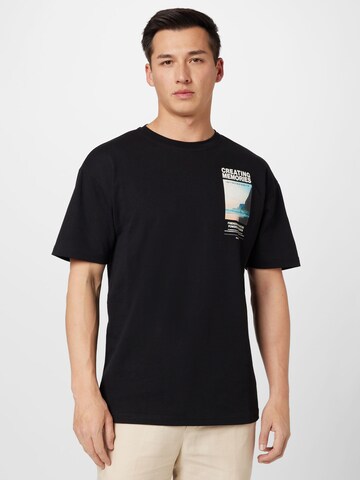 KnowledgeCotton Apparel Shirt in Zwart: voorkant