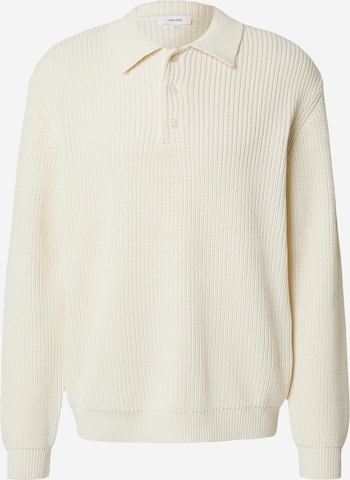 DAN FOX APPAREL Pulover 'Luca' | bela barva: sprednja stran