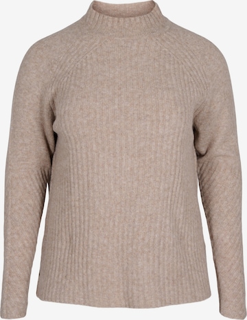 Zizzi Pullover 'Comfy' in Beige: predná strana