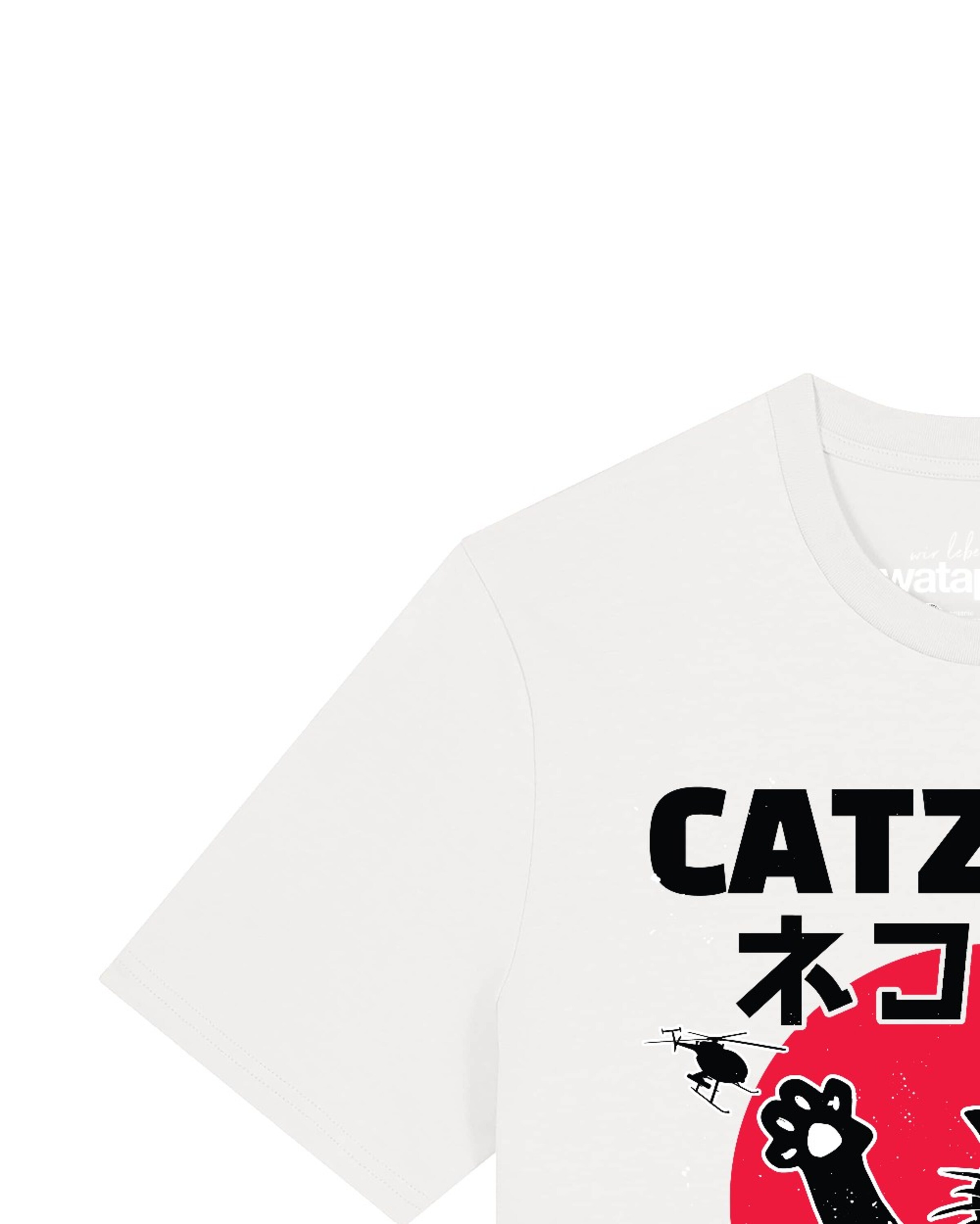 Watapparel T-Shirt 'Catzilla' in Weiß