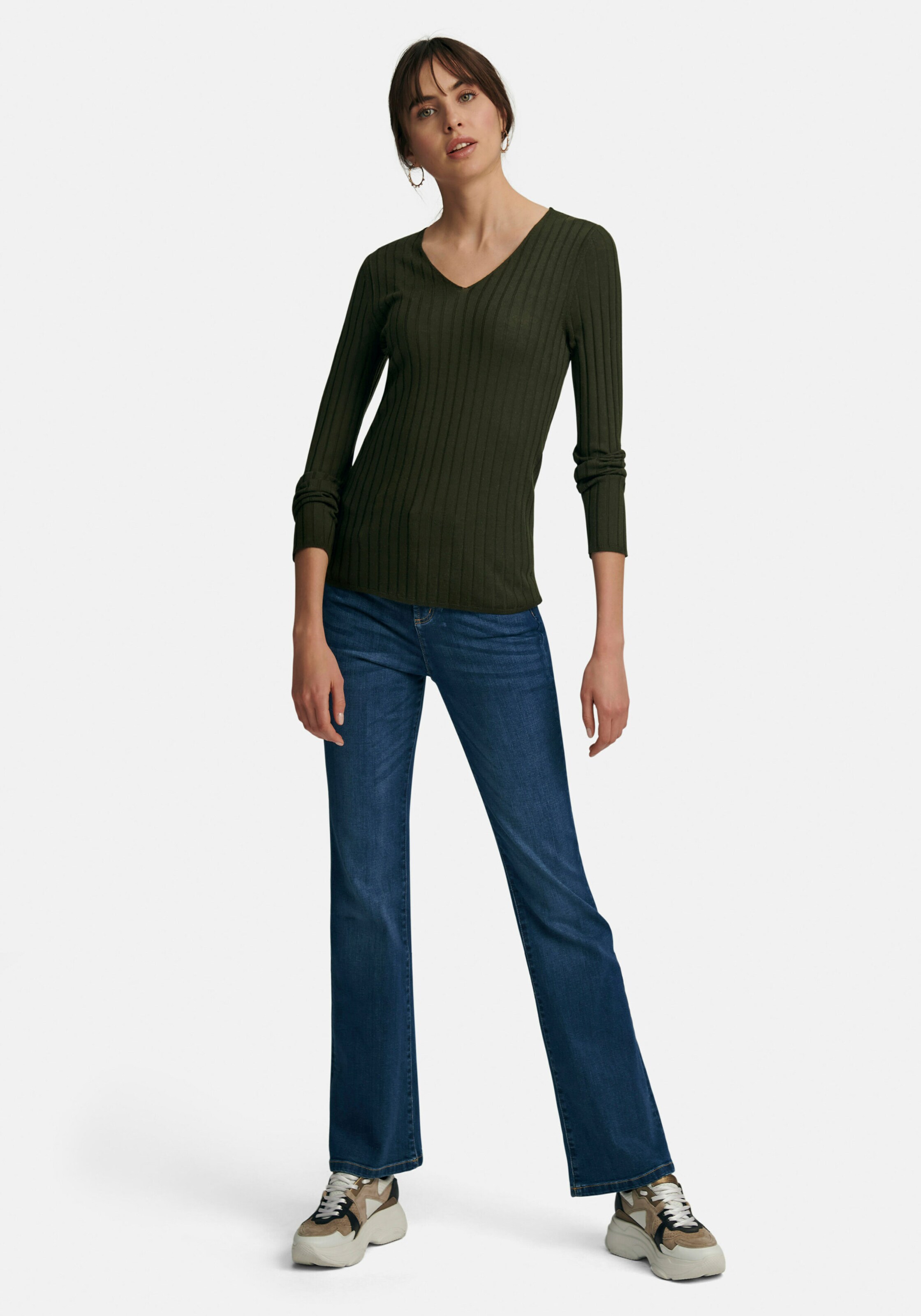 Grandes tailles Pull-over NEW WOOL Peter Hahn en Olive 