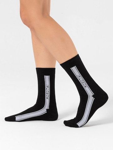 MOROTAI Športne nogavice ' Stripe Long Socks ' | črna barva