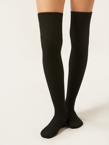 CALZEDONIA Overknee Strümpfe in Schwarz: Vorderseite