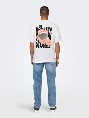 Only & Sons Bluser & t-shirts 'ROLLING STONES' i hvid