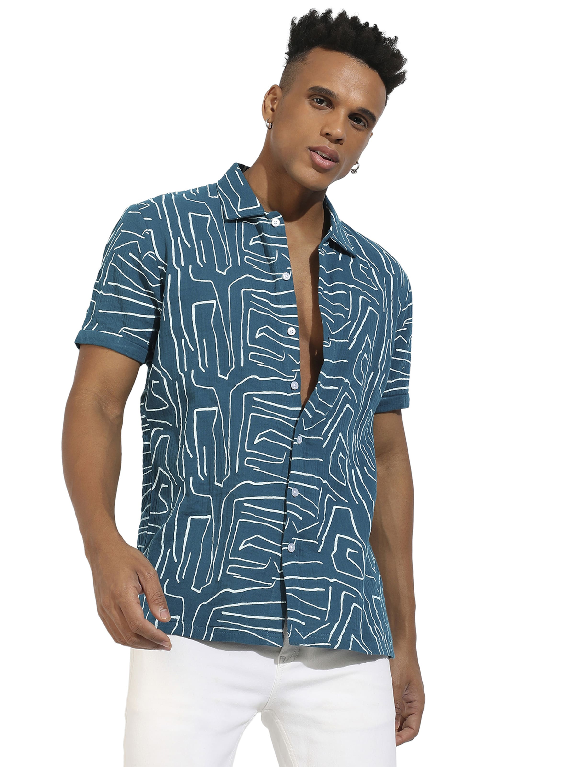 Coupe regular Chemise 'Luis' Campus Sutra en bleu : devant