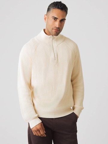 Pull-over 'Half-Zip Knit' Honest Basics en beige