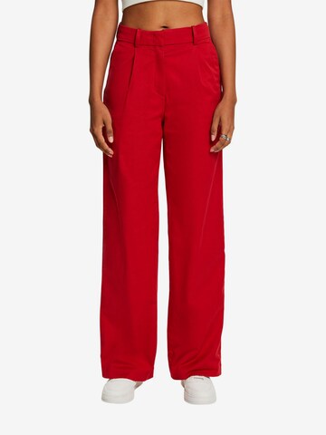 ESPRIT Wide leg Pleat-Front Pants in Red: front