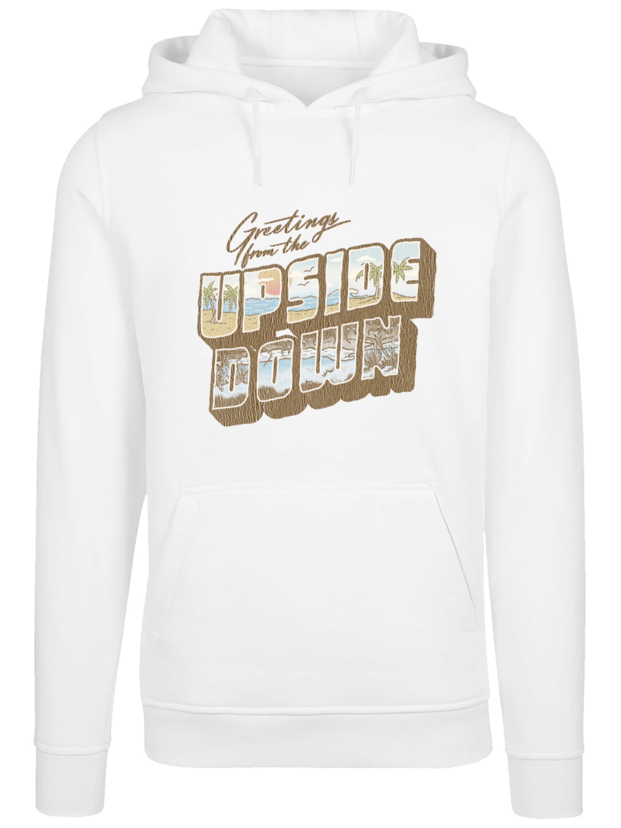 Sweat-shirt 'Stranger Things Greetings From Upside Down Netflix TV Series' F4NT4STIC en blanc : devant