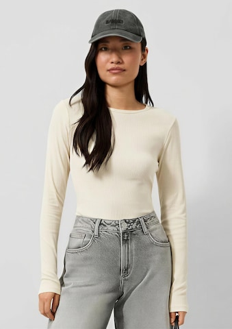 QS Shirt in Beige: voorkant