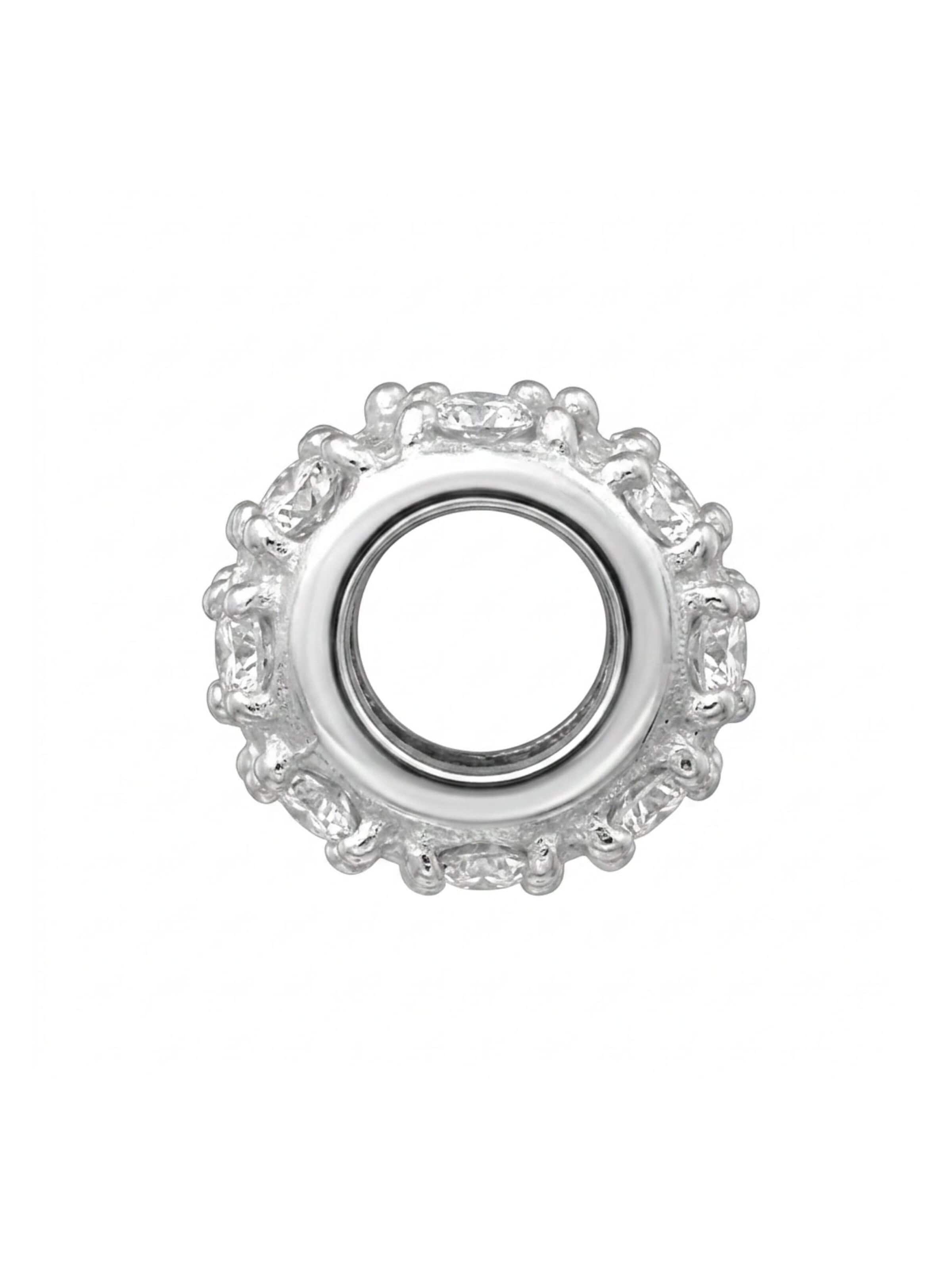Pendentif 'Silver Round Bead With Cubic Zirconia Charm' Maxte en argent