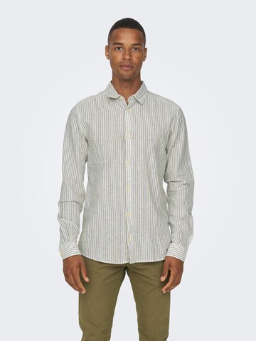 Only & Sons Regular fit Button Up Shirt 'CAIDEN' in Green