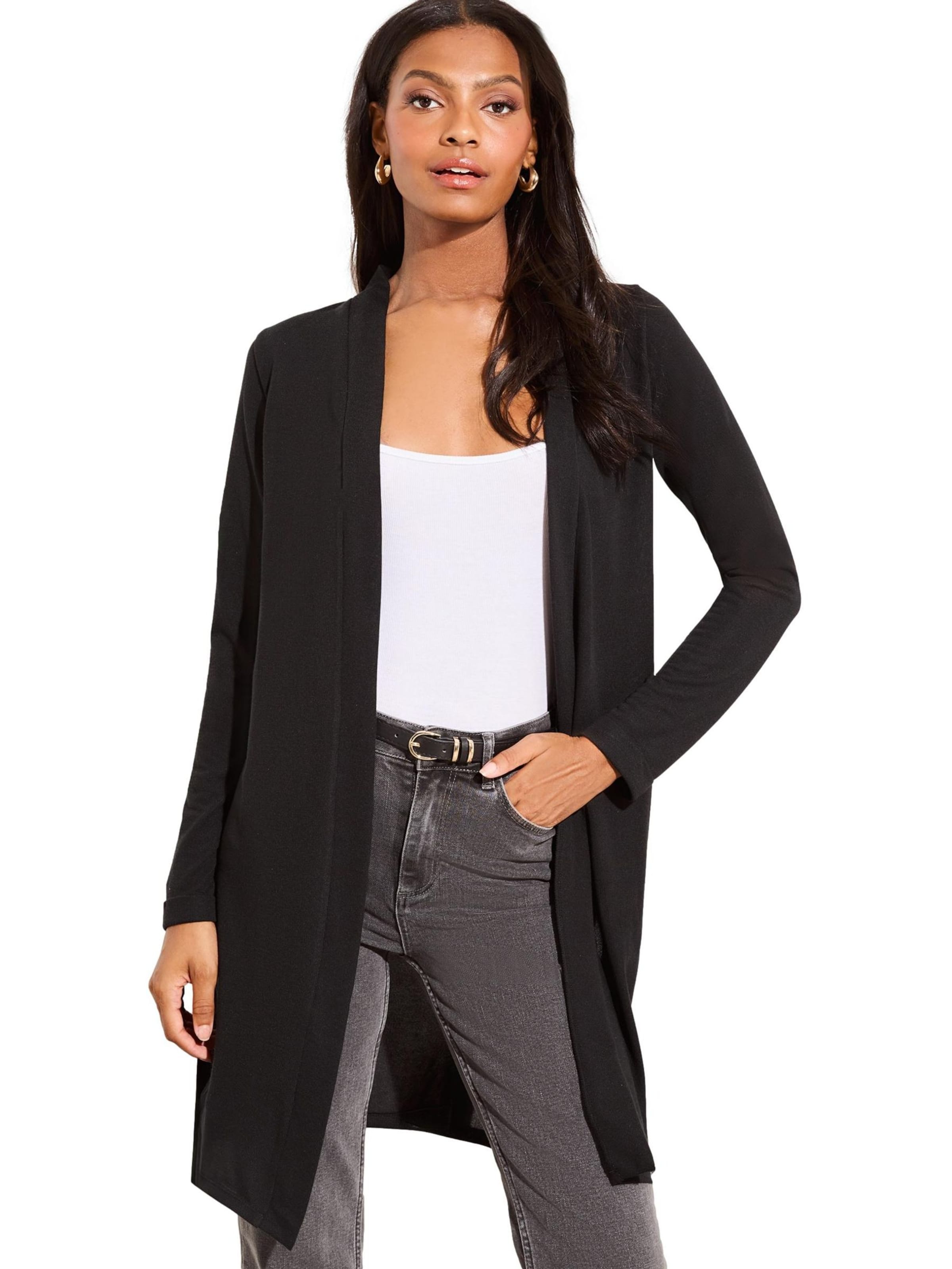 Lipsy Плетена жилетка в черно: отпред