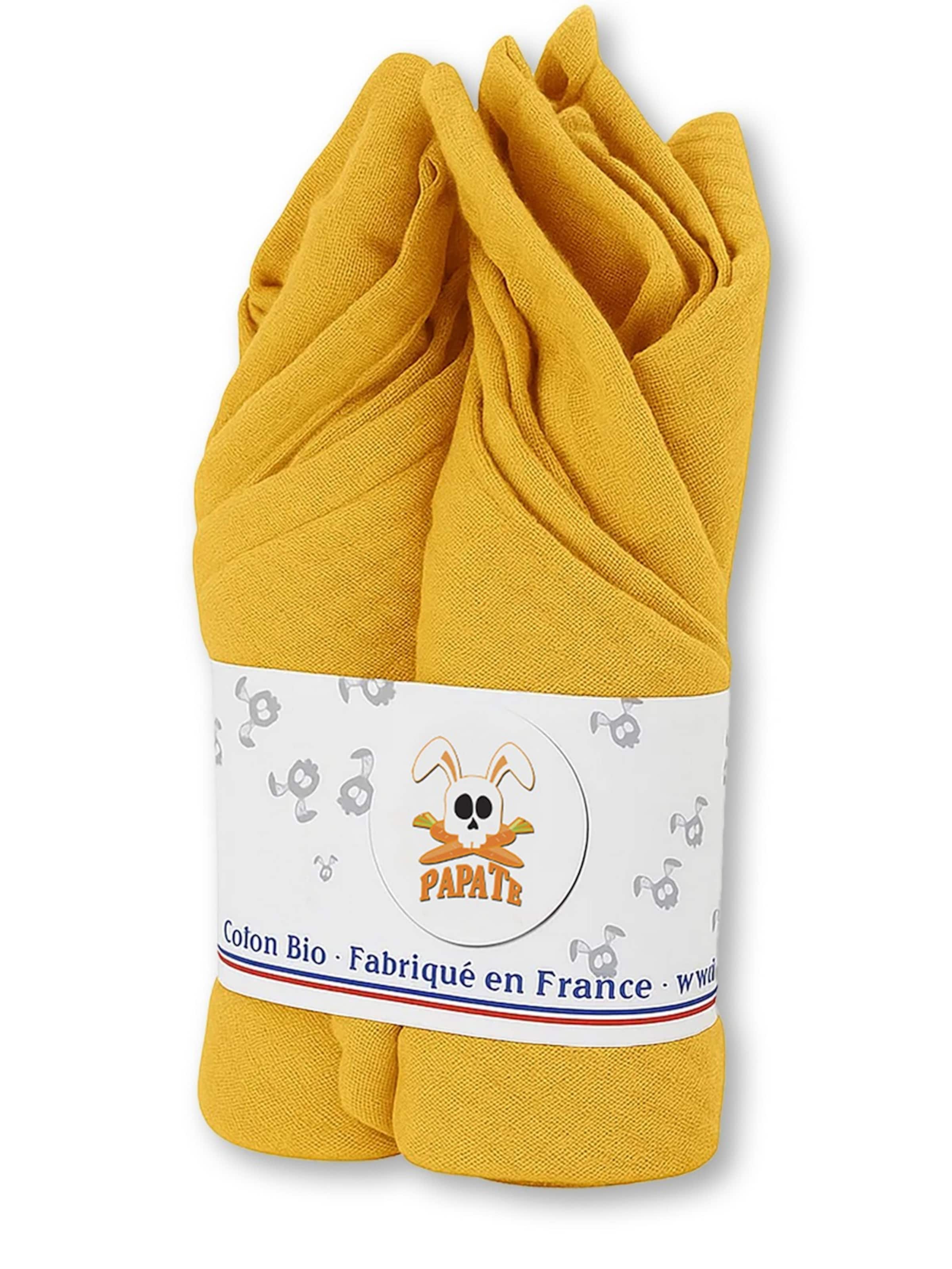 PAPATE Babydyne 'Organic Cotton Swaddles' i gul: forside