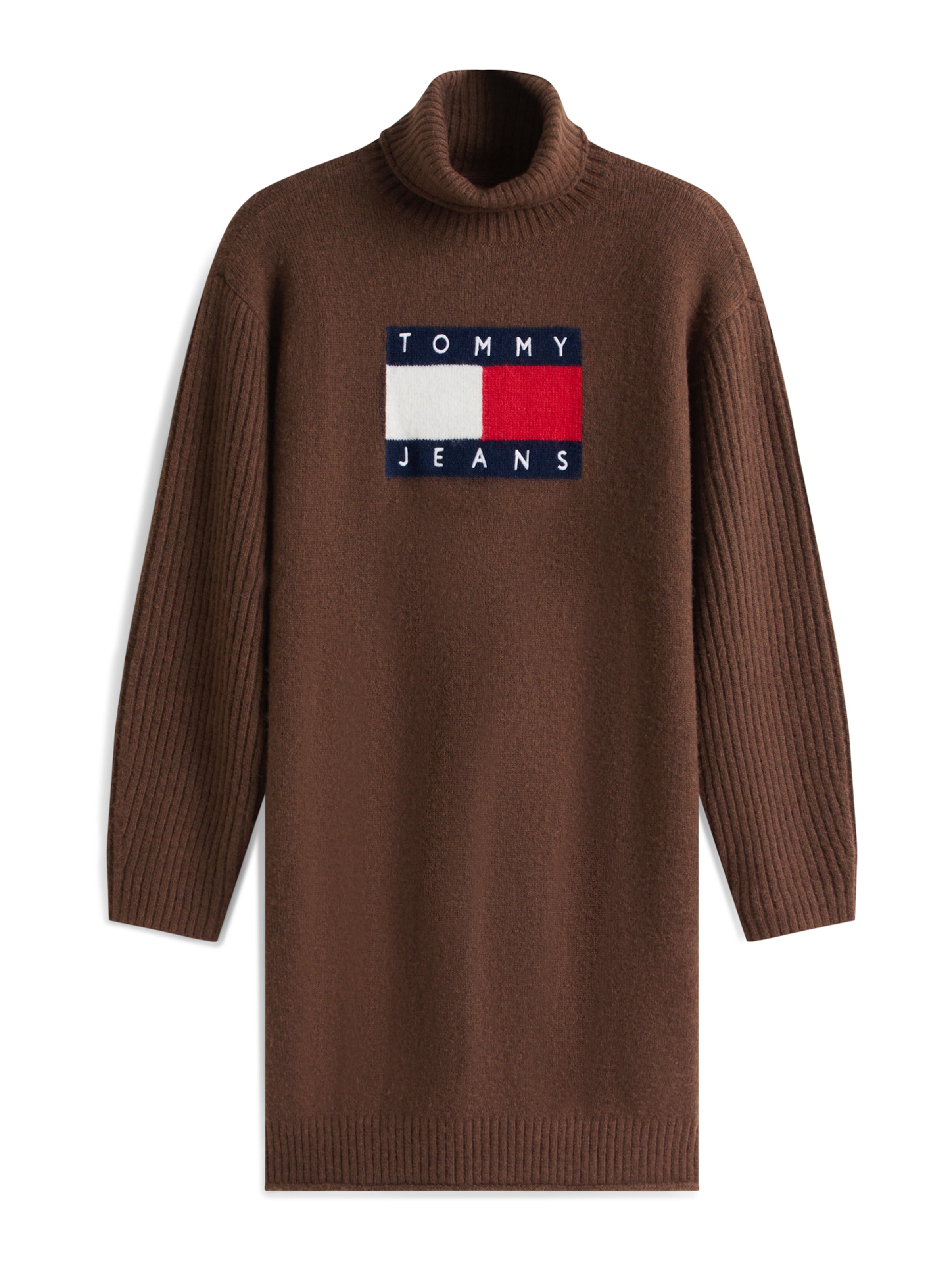 Tommy Jeans Stickad klänning i brun: framsida