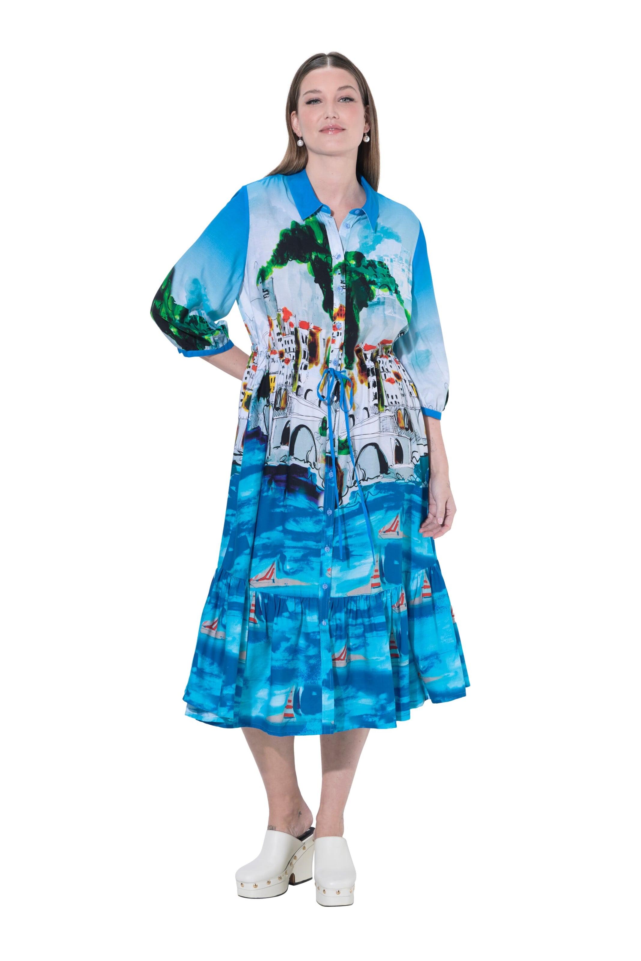 Ulla Popken Blusenkleid in Blau