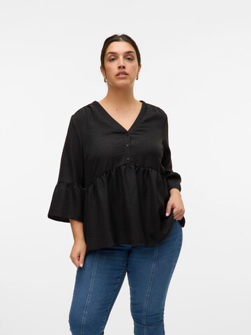 Vero Moda Curve Blouse 'VMCMelony' in Zwart: voorkant