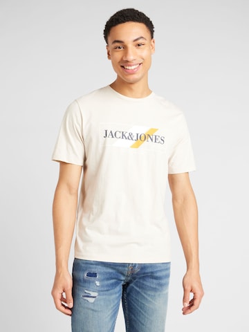 JACK & JONES T-Shirt 'LOOF' in Beige: predná strana