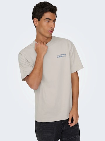 T-Shirt 'ONSFRED COFFEE CLUB' Only & Sons en gris