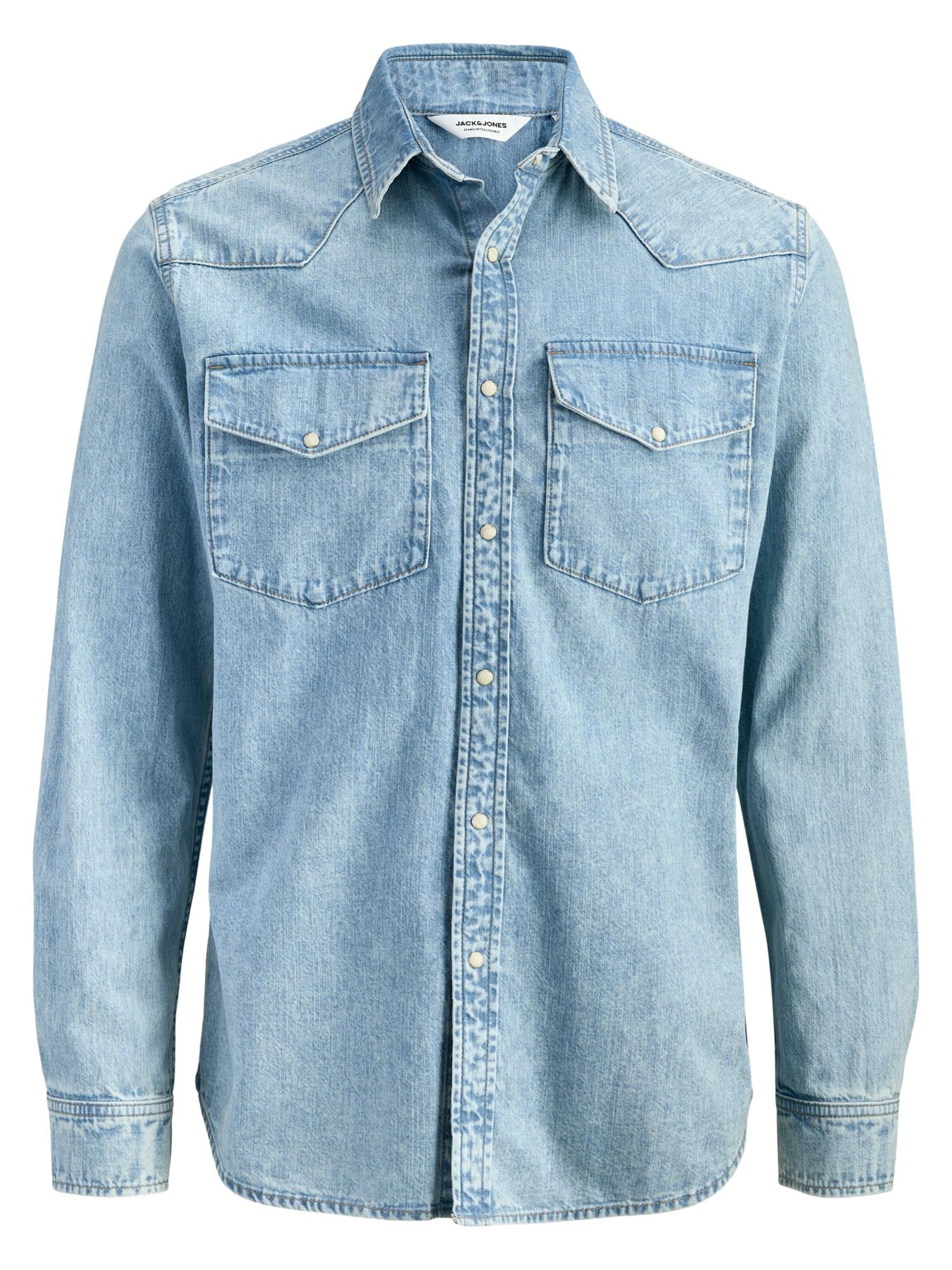 JACK & JONES Button Up Shirt 'Western' in Light blue, Item view