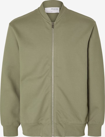 SELECTED HOMME - Sudadera con cremallera 'Mack' en verde: frente