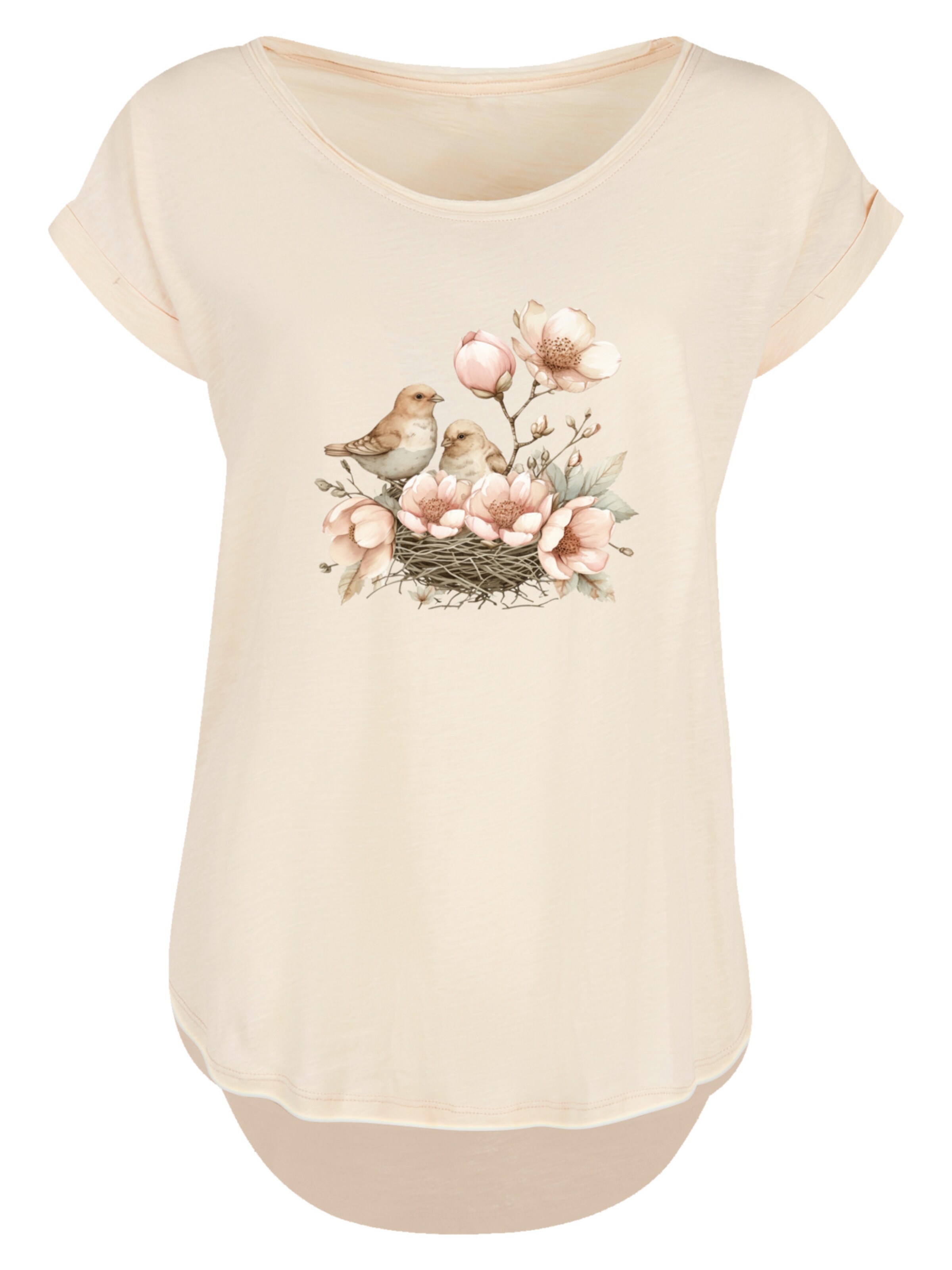 F4NT4STIC Shirt 'Vogelnest Blumen' in Beige: front