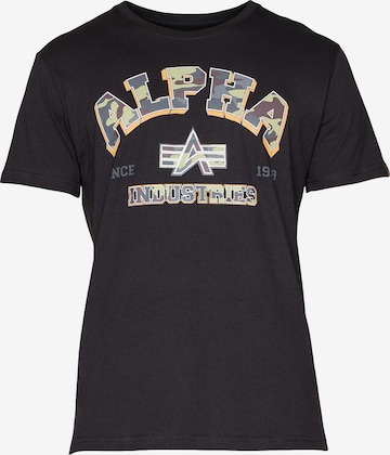 Maglietta 'College' di ALPHA INDUSTRIES in nero: frontale